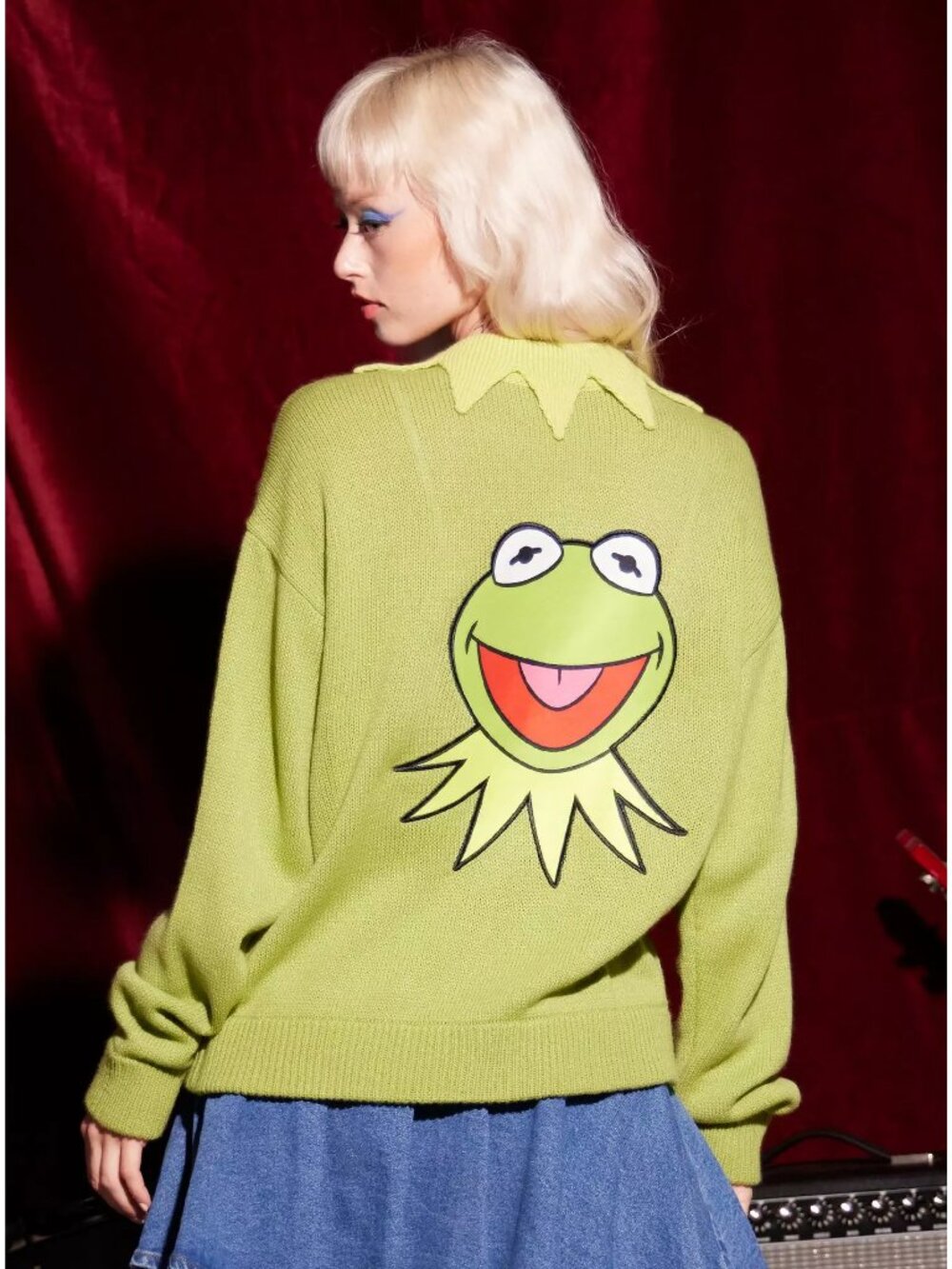 Disney The Muppets Kermit The Frog Cardigan Hot Topic Jim Henson Size Large NWT
